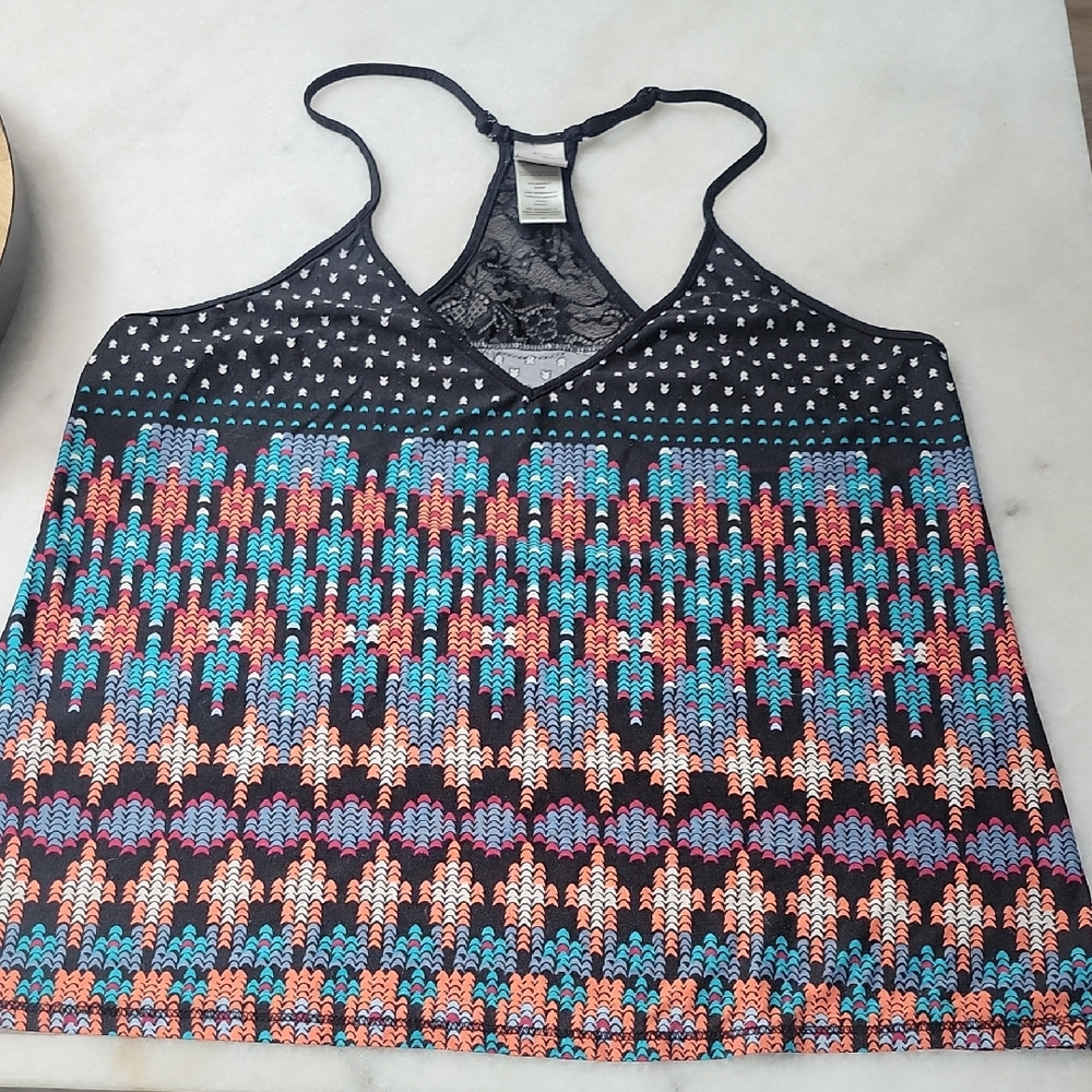 In Bloom Black and Blue Patterned Camisole